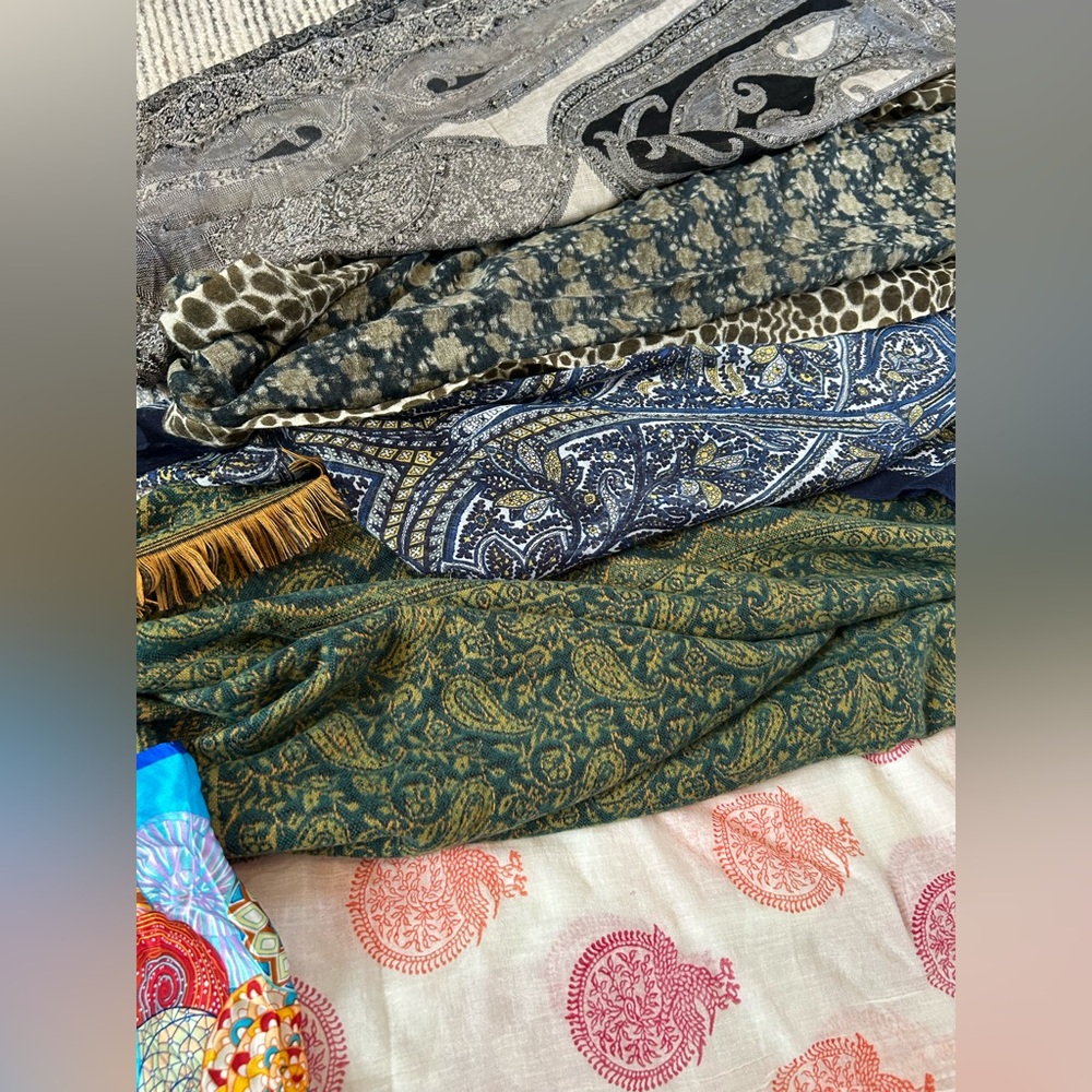 Mixed Pattern Scarf Bundle Boho Wrap Paisley & Fl… - image 5